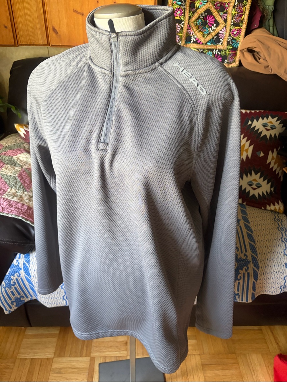 Men's Head Athletic Quarter-zip Grey Pullover Size Lrg